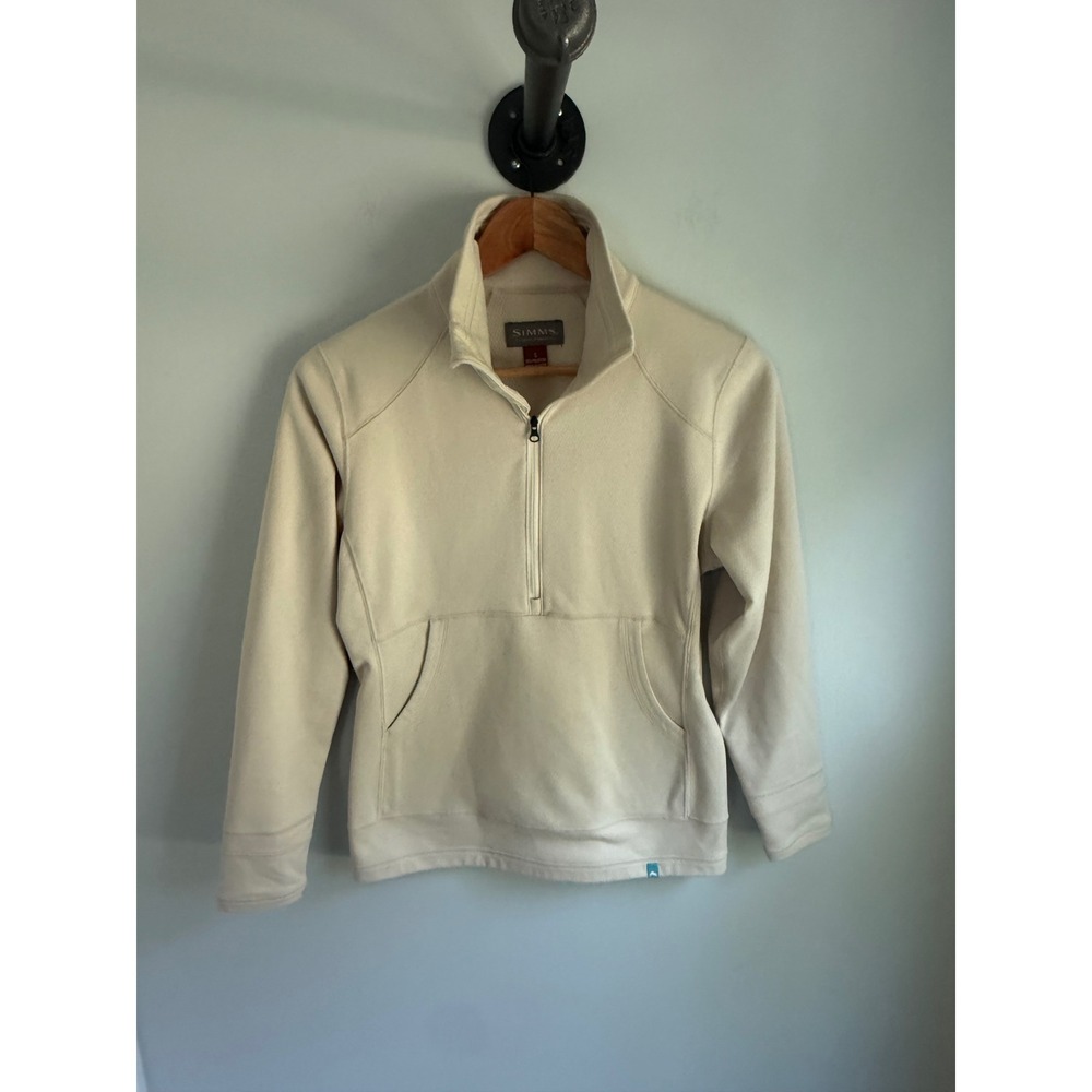 Simms Fishing Products Womens Small Cream Quarter Zip Fleece Pullover Jacket